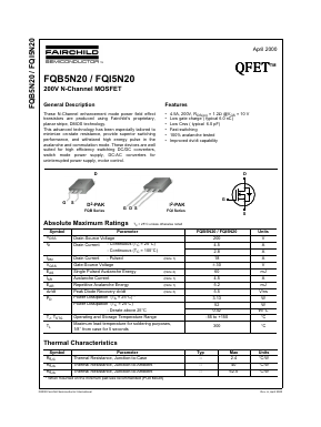 FQI5N20 Datasheet PDF Fairchild Semiconductor