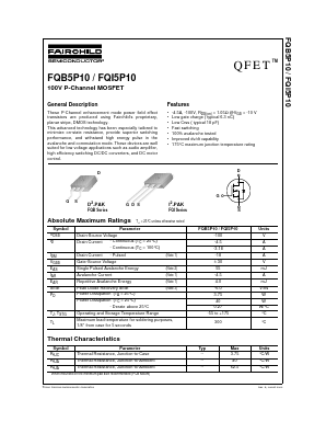 FQB5P10 Datasheet PDF Fairchild Semiconductor