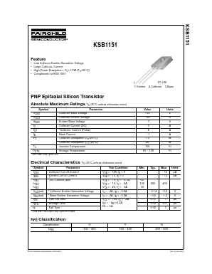 KSB1151 Datasheet PDF Fairchild Semiconductor