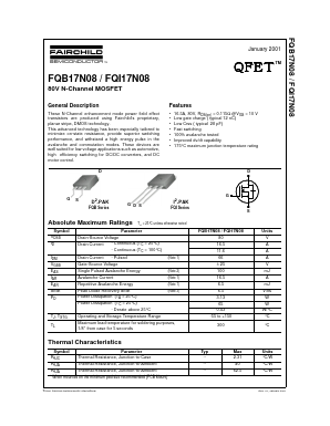 FQB17N08 Datasheet PDF Fairchild Semiconductor