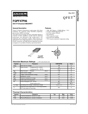 FQPF47P06 Datasheet PDF Fairchild Semiconductor