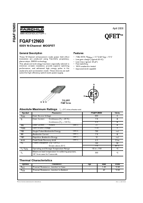 FQAF12N60 Datasheet PDF Fairchild Semiconductor