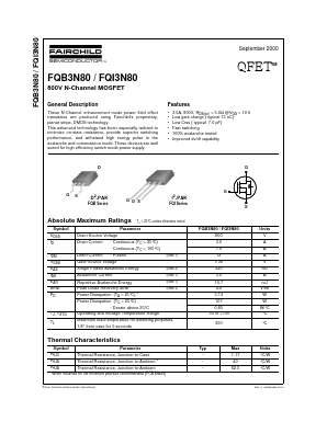 FQB3N80 Datasheet PDF Fairchild Semiconductor