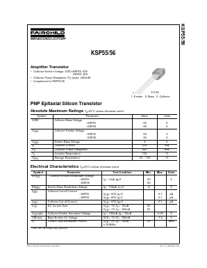 KSP56 Datasheet PDF Fairchild Semiconductor