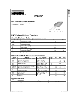 KSB1015YTU Datasheet PDF Fairchild Semiconductor