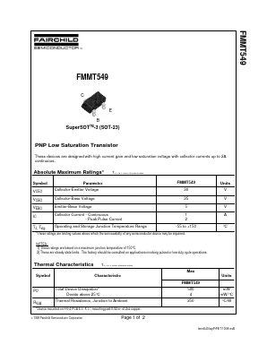 FMMT549 Datasheet PDF Fairchild Semiconductor