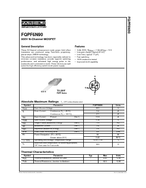 FQPF6N90 Datasheet PDF Fairchild Semiconductor