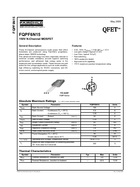 FQPF6N15 Datasheet PDF Fairchild Semiconductor