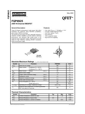 FQP6N25 Datasheet PDF Fairchild Semiconductor