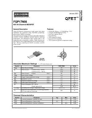 FQP17N08 Datasheet PDF Fairchild Semiconductor