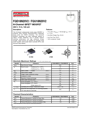 FQU18N20V2 Datasheet PDF Fairchild Semiconductor