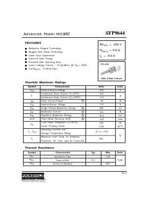 SFP9644 Datasheet PDF Fairchild Semiconductor