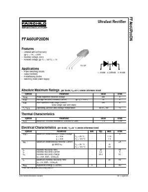 FFA60UP20DN Datasheet PDF Fairchild Semiconductor