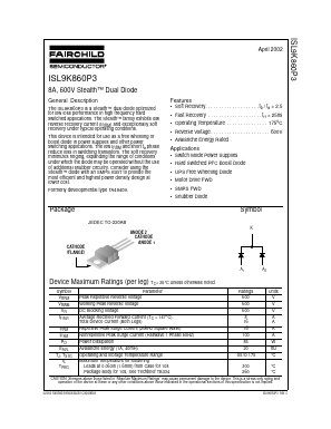 ISL9K860P3 Datasheet PDF Fairchild Semiconductor