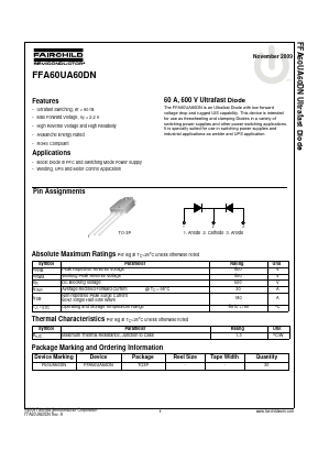 FFA60UA60DN Datasheet PDF Fairchild Semiconductor