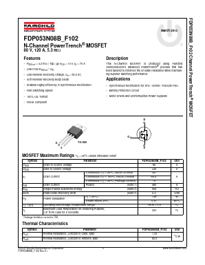 FDP053N08B_F102 Datasheet PDF Fairchild Semiconductor