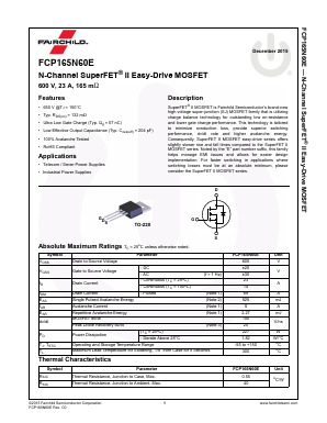FCP165N60E Datasheet PDF Fairchild Semiconductor