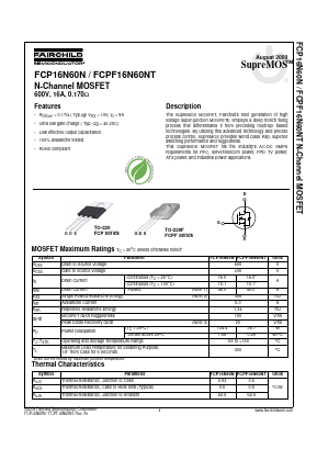 FCP16N60N Datasheet PDF Fairchild Semiconductor