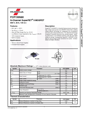FCP130N60 Datasheet PDF Fairchild Semiconductor