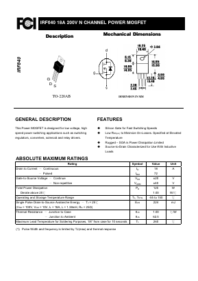 IRF640 Datasheet PDF First Components International