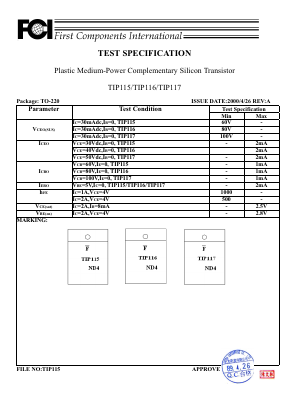 TIP115 Datasheet PDF First Components International