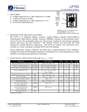 LP750 Datasheet PDF Filtronic PLC