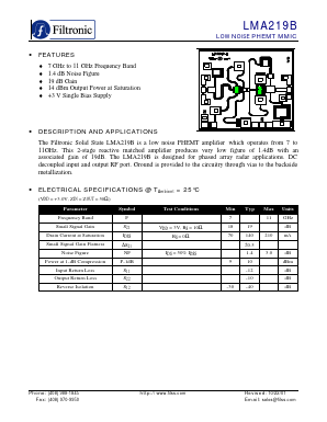 LMA219B Datasheet PDF Filtronic PLC