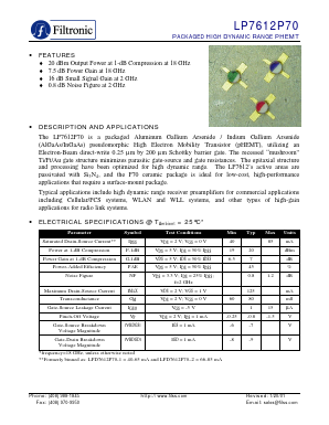 LP7612P70 Datasheet PDF Filtronic PLC