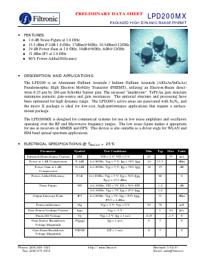 LPD200MX Datasheet PDF Filtronic PLC