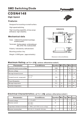 CDSN4148 Datasheet PDF Formosa Technology