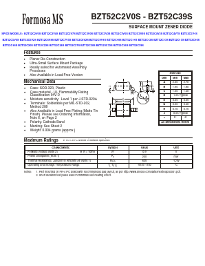 BZT52C39S Datasheet PDF Formosa Technology