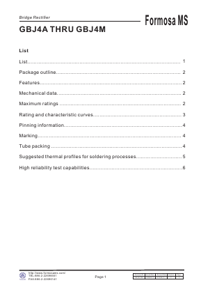 GBJ4B Datasheet PDF Formosa Technology