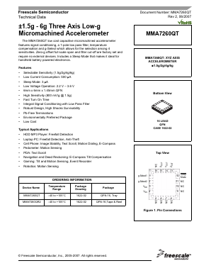 MMA7260QT Datasheet PDF Freescale Semiconductor