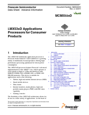 MCIMX535DVV1C Datasheet PDF Freescale Semiconductor
