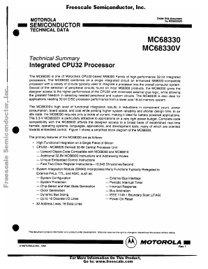 MC68330FG16 Datasheet PDF Freescale Semiconductor