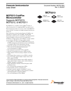 MCF5213LCVM80 Datasheet PDF Freescale Semiconductor