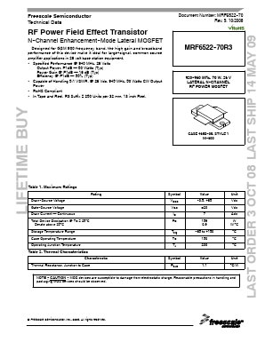 MRF6522-70 Datasheet PDF Freescale Semiconductor