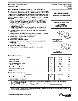 MRF6S19100HSR3 Datasheet PDF Freescale Semiconductor