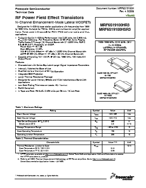 MRF6S19100HR3 Datasheet PDF Freescale Semiconductor