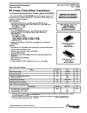 MRF6S18100NR1 Datasheet PDF Freescale Semiconductor