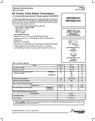 MRF9060 Datasheet PDF Freescale Semiconductor