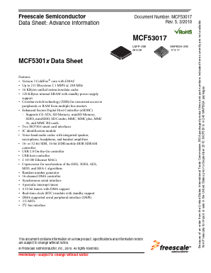 MCF53015CMJ240J Datasheet PDF Freescale Semiconductor