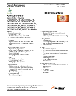 K20P64M50SF0 Datasheet PDF Freescale Semiconductor