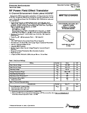 MRF7S21210HSR3 Datasheet PDF Freescale Semiconductor