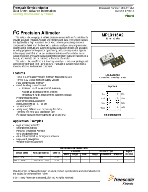 MPL3115A2 Datasheet PDF Freescale Semiconductor