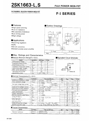 2SK1663 Datasheet PDF Fuji Electric