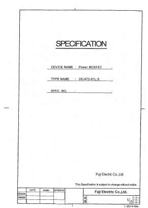 2SJ472-01S Datasheet PDF Fuji Electric