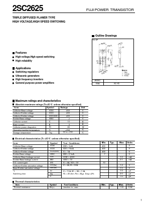 2SC2625 Datasheet PDF Fuji Electric