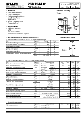 2SK1944-01 Datasheet PDF Fuji Electric