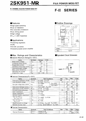 2SK951-MR Datasheet PDF Fuji Electric